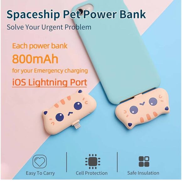 Cat Spaceship iPhone Portable Charger Set - Picture 2 of 12